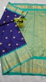 Premium Kanchi Gadwal Saree Blue – KG1861 by Sasu Fashions