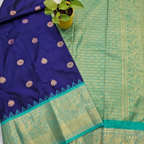 Premium Kanchi Gadwal Saree Blue – KG1861 by Sasu Fashions