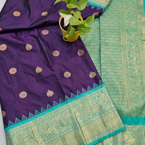 Premium Kanchi Gadwal Saree Jamun – KG1861 by Sasu Fashions
