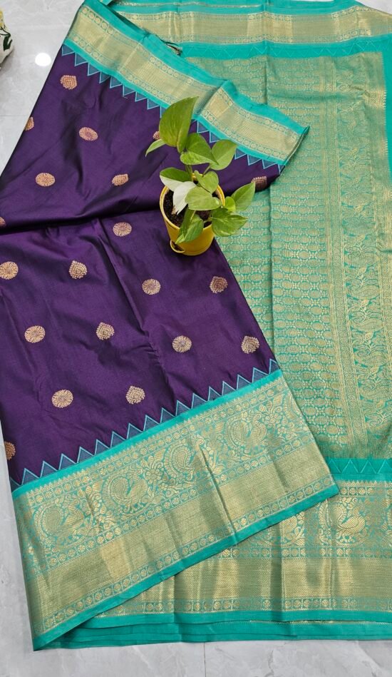 Premium Kanchi Gadwal Saree Jamun – KG1861 by Sasu Fashions
