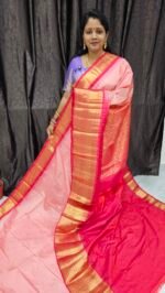 Premium Kanchi Gadwal Saree in Peach Pink with Zari Butties and Contrast Border - KG1861-2