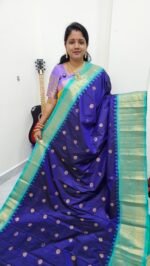 Premium Kanchi Gadwal Saree Blue KG1861-1
