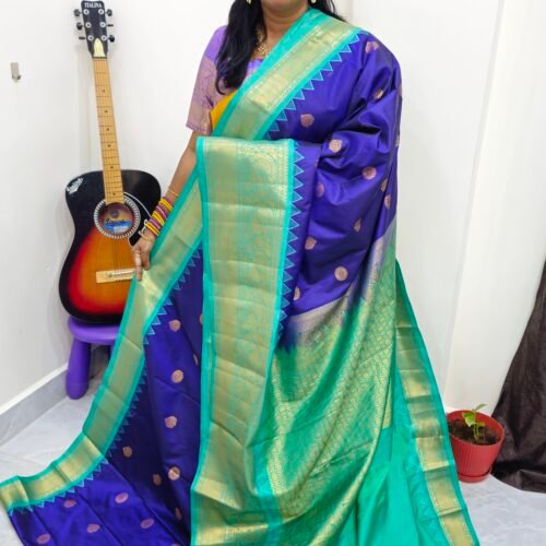 Premium Kanchi Gadwal Saree Blue KG1861