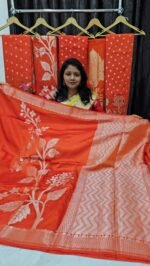 RW Mango Silk Saree with Allover Cross Creeper Design and Rich Pallu
