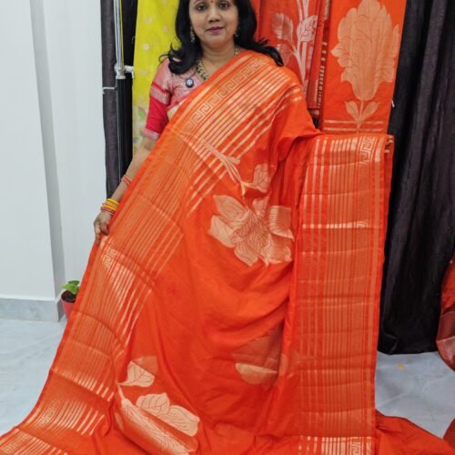 RW Mango Paper Silk Saree with Big Flower Bunch Design and Trendy Border – RWFB0741