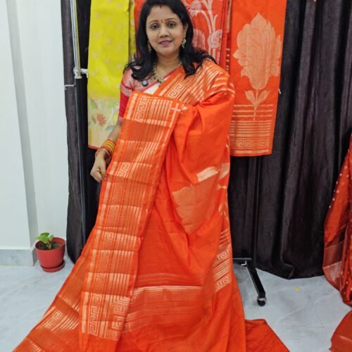RW Mango Paper Silk Saree with Big Flower Bunch Design and Trendy Border – RWFB0741