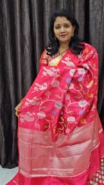 Pink Paper Silk Saree with Jamdani Weaves – PSA073