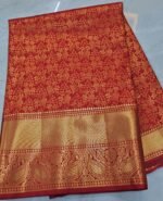 Varalakshmi Pooja Kanjivaram Saree in Red with Contrast Kanchi Border - RK1571