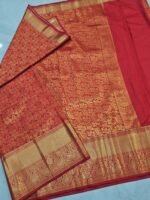 Varalakshmi Pooja Kanjivaram Saree in Red with Contrast Kanchi Border - RK1571