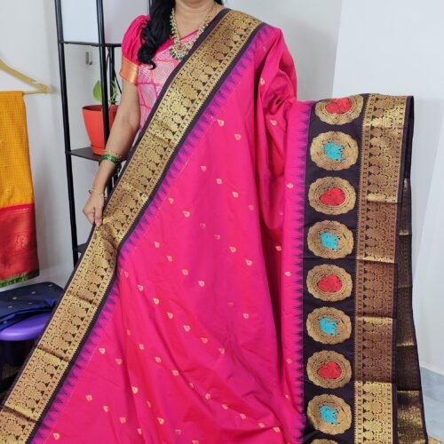 Premium Gadwal Silk Saree with Turning Border, Meena Weaving & Zari Butties – TBG2 – Sasu Fashions