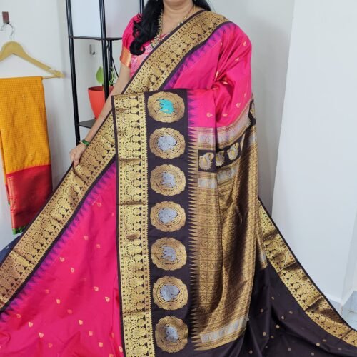 Premium Gadwal Silk Saree with Turning Border, Meena Weaving & Zari Butties – TBG2 – Sasu Fashions