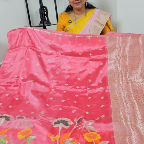 Lightweight Paper Silk Pattu Saree BBPS1 red Jamdani