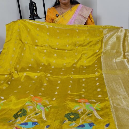 Lightweight Paper Silk Pattu Saree GBPS1 mustard Jamdani