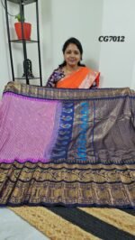 Premium Gadwal Multi Checks Saree in blue & pink checks with zari border – CG7012 Hyderabad