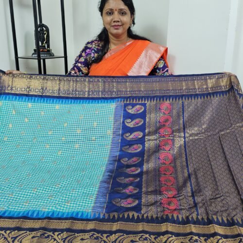 Premium Gadwal Multi Checks Saree with zari and grand pallu – CG7013 Hyderabad
