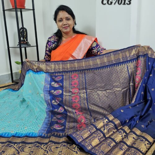 Premium Gadwal Multi Checks Saree with zari and grand pallu – CG7013 Hyderabad