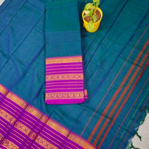 Narayanpet handloom cotton suit with zari border and tassel dupatta – NPSUIT6