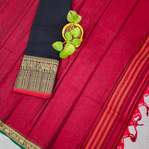 Narayanpet handloom cotton suit with zari border and dupatta – NPSUIT2