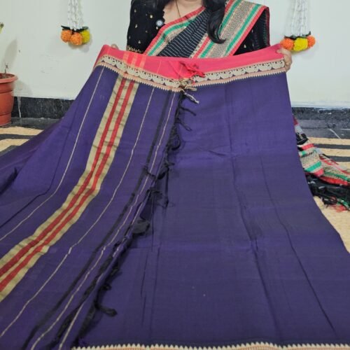 Narayanpet Purple Cotton Suit Material with Pink Border NPT2410 Hyderabad