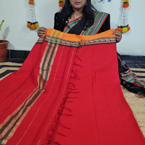 Narayanpet Red Cotton Suit Material with Zari Border NPT2408 Hyderabad