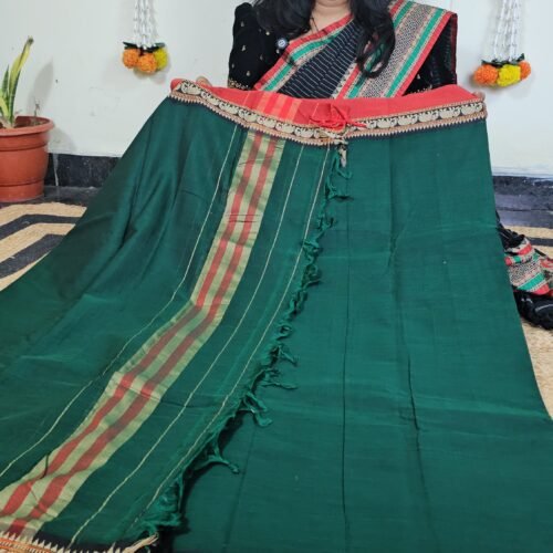 Narayanpet Cotton Suit Material Green with Zari Border – NPT2406 Hyderabad