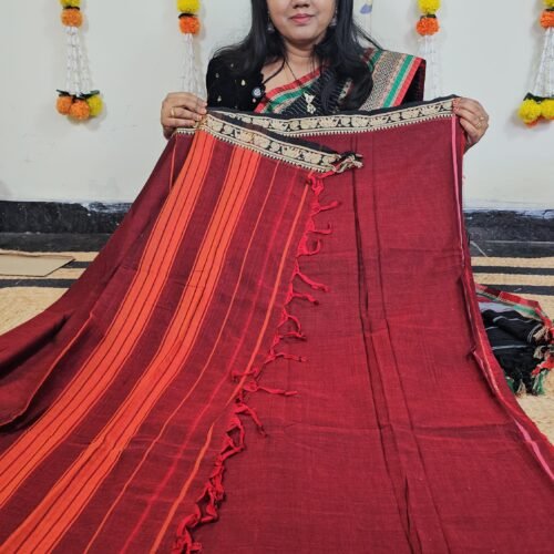 Narayanpet Handloom Cotton Suit Maroon with Zari Border – NPT2404 Hyderabad