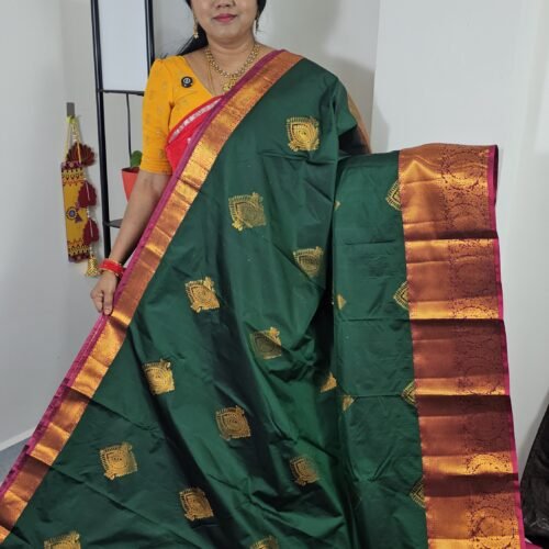 Bottle green Kanchi Pattu Saree RK2703 Hyderabad