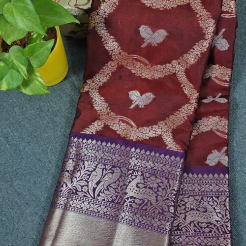 Maroon Banarasi Kanchi Saree with Purple Border PC2715 Hyderabad