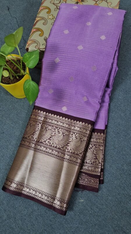 Lavender Banarasi Kanchi Saree with Gold Border PC2714 Hyderabad