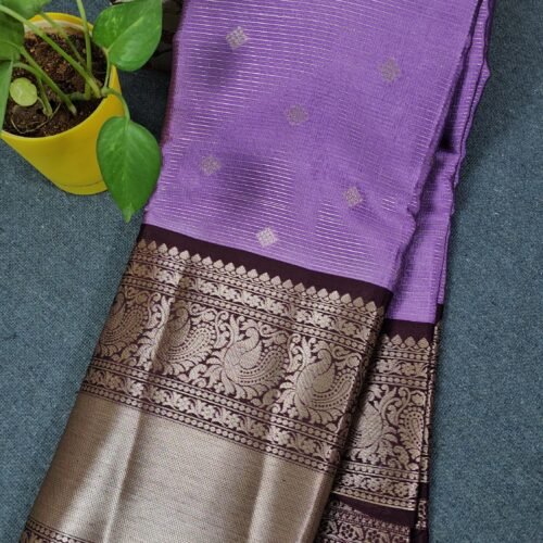 Lavender Banarasi Kanchi Saree with Gold Border PC2714 Hyderabad