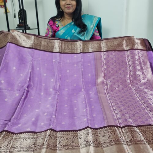Lavender Banarasi Kanchi Saree with Gold Border PC2714 Hyderabad