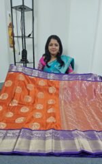 Orange Banarasi Kanchi Saree with Purple Border PC2716 Hyderabad