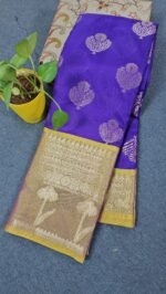Banarasi Kanchi saree purple with gold border – B218 – Hyderabad