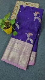 Banarasi warm pattu saree purple with pink Kanchi border – B217 – Hyderabad