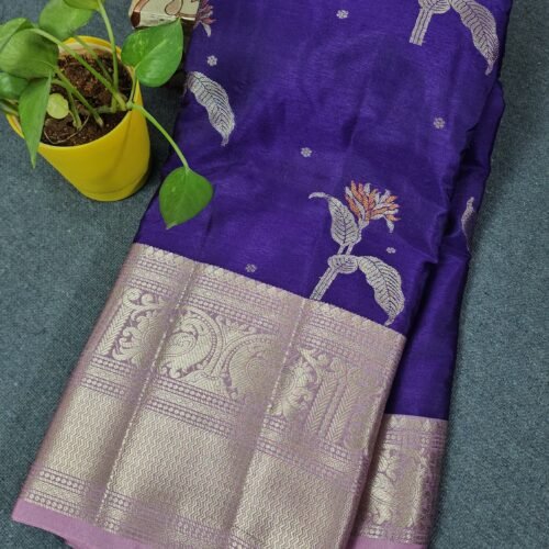 Banarasi warm pattu saree purple with pink Kanchi border – B217 – Hyderabad