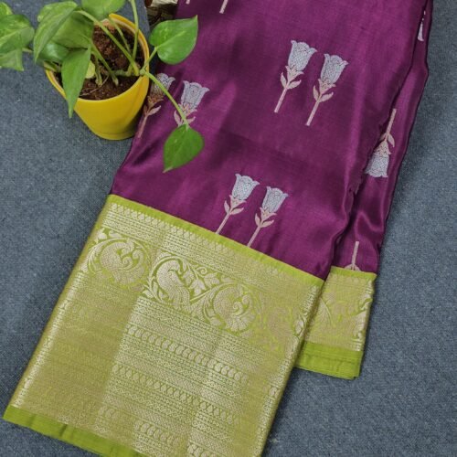 Banarasi Chinya Pattu Saree Purple Green – B220 Hyderabad