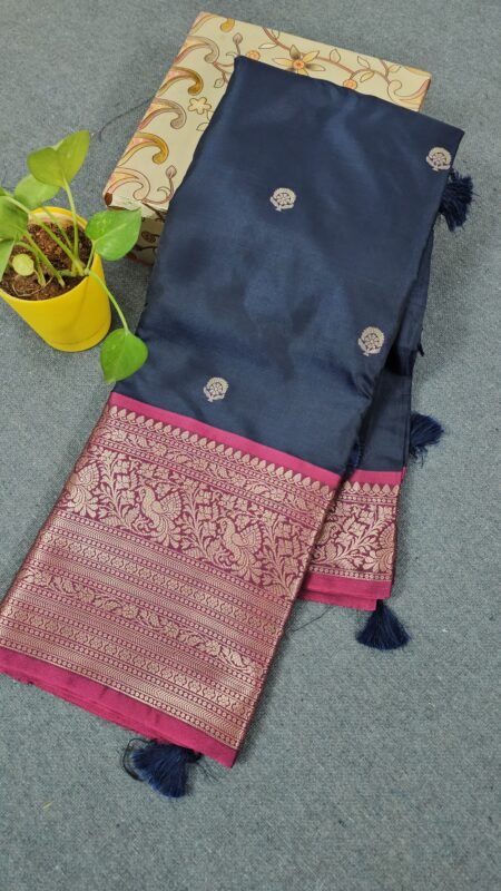 Navy Blue Banarasi Kanchi Saree B213 Hyderabad