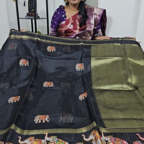 Black Tanjore Zari Kota Saree TJ2907 Hyderabad