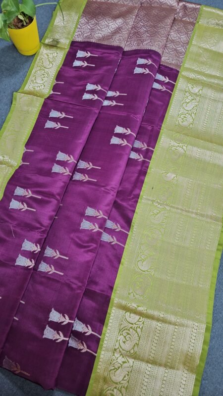 Banarasi Chinya Pattu Saree Purple Green – B220 Hyderabad