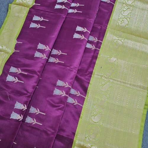 Banarasi Chinya Pattu Saree Purple Green – B220 Hyderabad