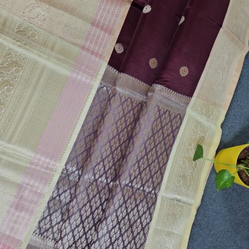 maroon pattu saree kanchi border zari butties