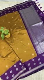 mustard purple semi gadwal saree temple border SG02