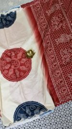 tussar silk bandini print saree scallop border