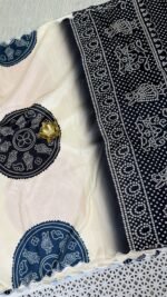 tussar silk bandini print saree scallop border