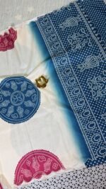 tussar silk bandini print saree scallop border