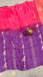 pure ho crepe saree half half pink purple zari bird design HO253 hyderabad
