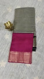 mysore crepe silk saree black pink weaving border MS261 hyderabad