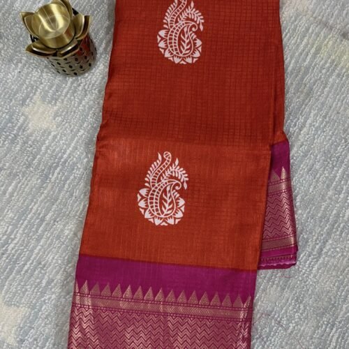 mysore crepe silk saree copper brown pink traditional MS265 hyderabad