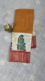 mysore crepe silk saree cream mustard maroon paisley MS263 hyderabad