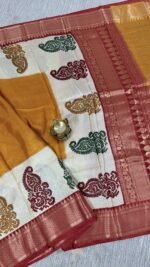 mysore crepe silk saree cream mustard maroon paisley MS263 hyderabad
